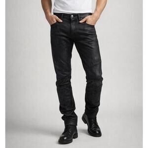 Denim & Supply Ralph Lauren Mens 33x32 Black Waxed Biker Moto Slim Fit Vintage